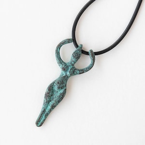 Mykonos Goddess Pendant - Green Patina Beads - Jewelry Making Supply - Verda Gris Jewelry Supplies - 48mm - 2 Inches Tall - Choose Amount