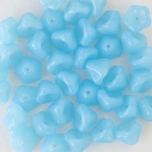 6x8mm Bell Flower Beads Czech Glass Beads Trumpet Flower Beads Aqua Opaline 30 beads image 3