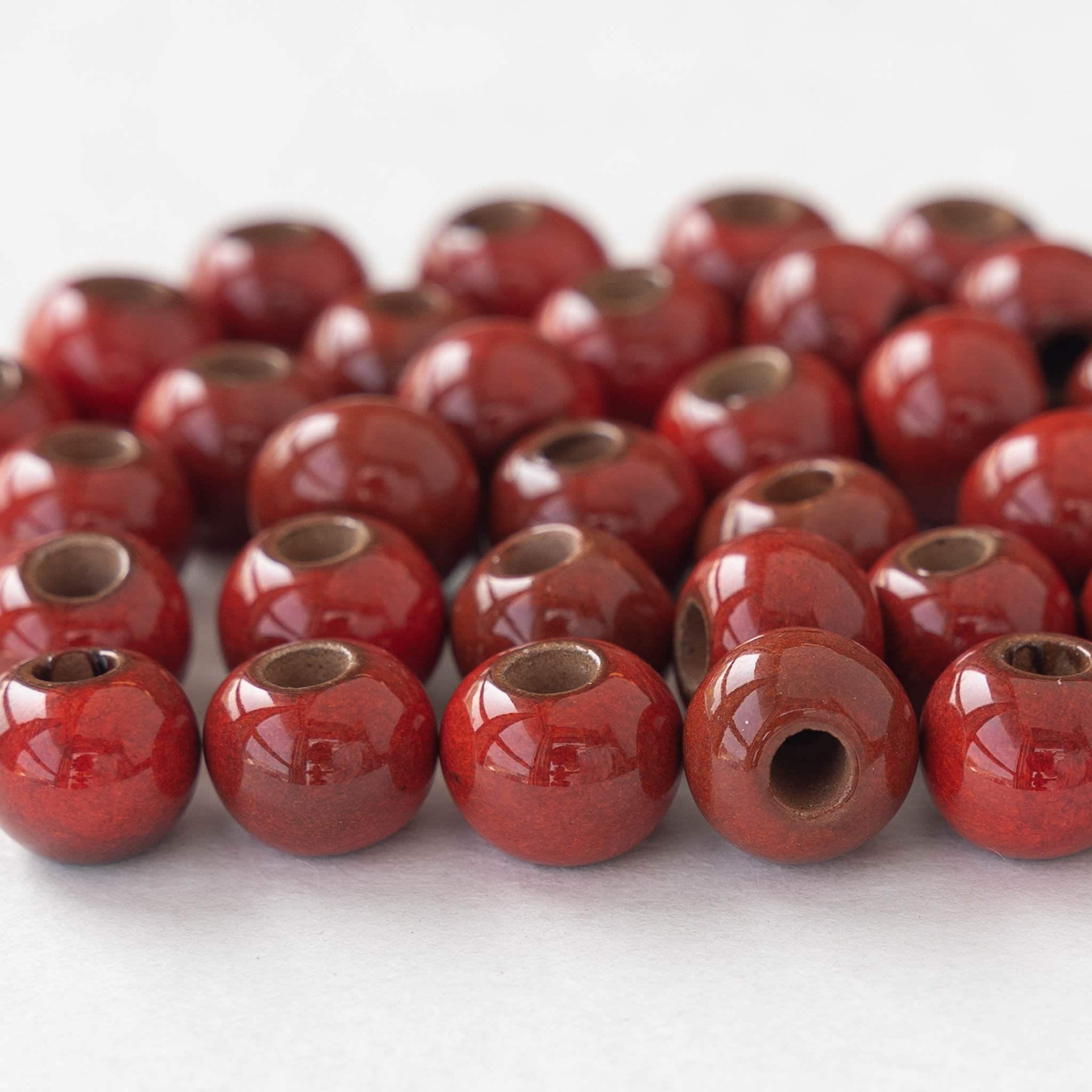 Glazed Ceramic Mini Round Beads - Carved Circle Beads - Handmade Beads –  DOMEDBAZAAR