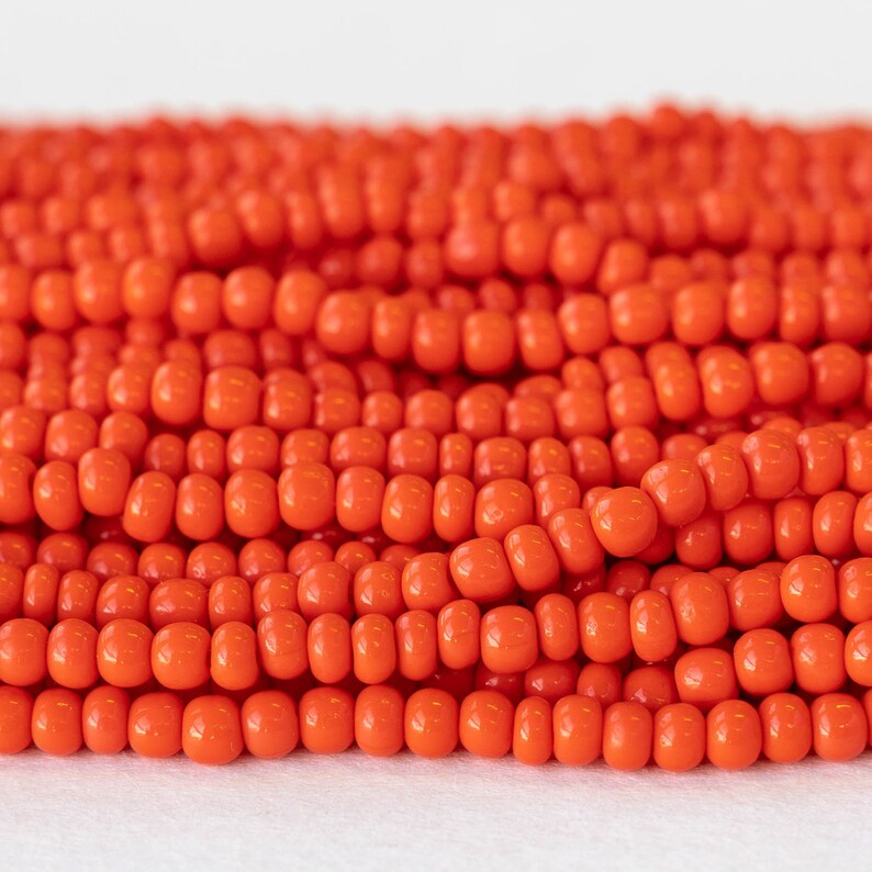 0/6 Size 6 Seed Beads Czech Seed Beads For Jewelry Making Opaque Seed Beads Opaque Coral Red 3 Strands image 3