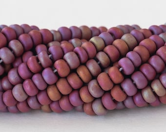 Size 6 Seed Beads - Opaque Matte Brown Iris - Czech Glass Beads - 2strands