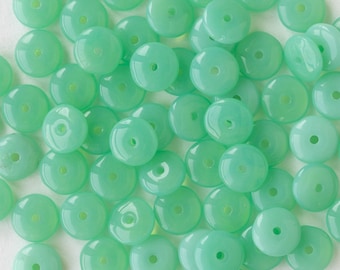 50 - 6mm Smooth Rondelle Beads - Czech Glass Beads - 6mm Spacer Disk Beads - Opaline Seafoam - 50 beads