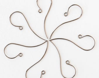 Gunmetal Brass Fish Hook Ear Wires - 6 Pair