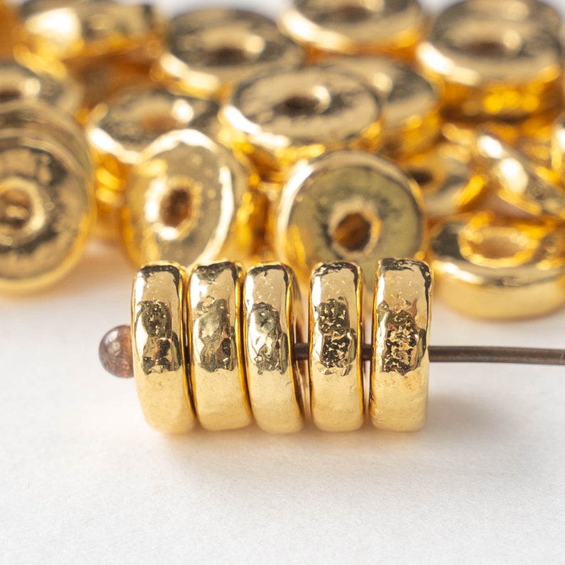 8mm Round Gold Washer Beads 24K Gold Mykonos Ceramic Beads Jewelry Making Gold Beads Choose Your Amount image 1
