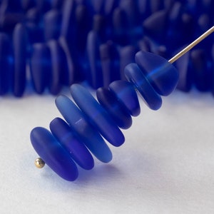 Cultured Sea Glass Beads For Jewelry Making - Beach Glass Pebbles - Recycled Glass Beads - Cobalt Blue ~ 8 inches