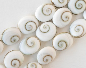 Ovale en spirale - Perles de coquillages pour la fabrication de bijoux - 6 perles