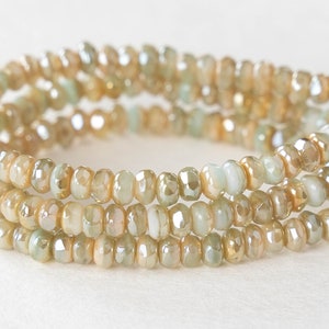 2x3mm Rondelle Beads - Czech Glass Beads - Seafoam Green and Ivory Opaline Mix with Celsian Finish - 50 Beads