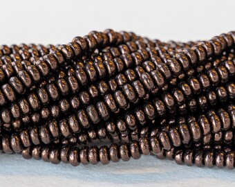 100 - 3mm Smooth Rondelle Beads - 3mm Spacer Disk Beads - Metallic Bronze - 100