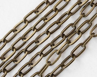 5x11mm Long Link Chain - Antiqued Brass - Priced by the Inch