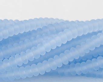 4mm Rondelle Bead - Smooth Rondelle Spacer Disk Beads - Light Blue Matte - 100 beads