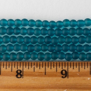 5mm Round Sea Glass Beads Recycled Frosted Glass Beads Dark Teal 16 Inches image 5