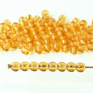 100 4mm Round Glass Beads Czech Glass Beads For Jewelry Making Matte Topaz Glass Beads 100 Beads image 2