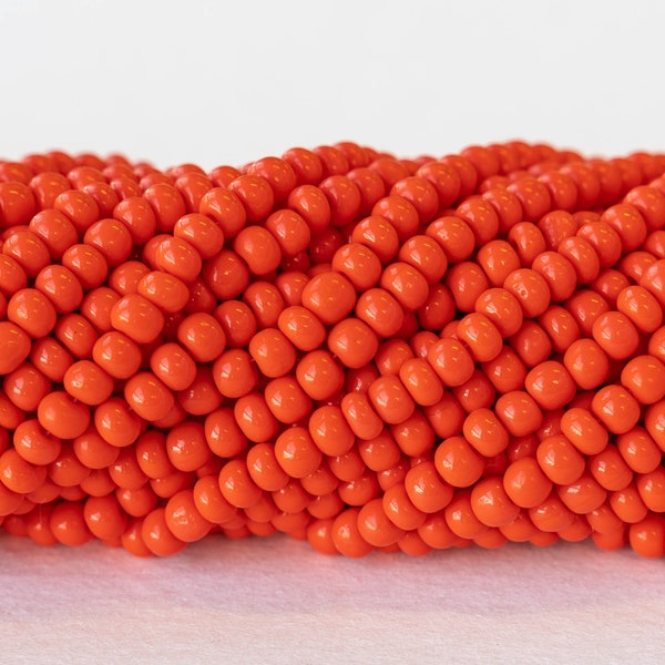 0/6 Size 6 Seed Beads - Czech Seed Beads For Jewelry Making - Opaque Seed Beads - Opaque Coral Red - 3 Strands