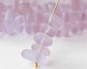 Cultured Sea Glass Beads For Jewelry Making - Beach Glass Pebbles - Recycled - Lilac ~ 8 inches