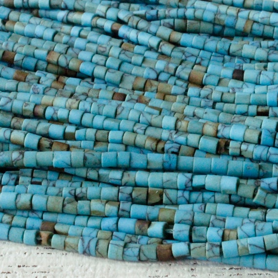 2.25mm Tiny Blue Turquoise Tube Beads Natural Turquoise Beads for Jewelry  Making 2.5mm Gemstone Beads 13 Inches 