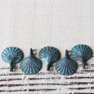 Mykonos Green Patina Beads 15mm Scallop Shell Charm Beads For Jewelry Making Supply Verde Gris Beach Theme Choose Amount image 3