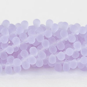 100pcs - 6x4mm Teardrop Beads -For Jewelry Making - 4x6mm Glass Teardrop - Czech Glass Beads - Matte Lilac - 100