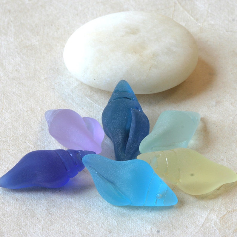 Sea Glass Beads Sea Glass Conch Shell Beads Jewelry Making Etsy