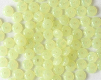 4mm Rondelle Bead - Glass Spacer Disk Beads For Jewelry Making Supply - Czech Glass Beads - Milky Jonquil