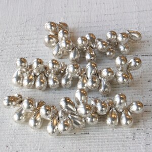 5x7mm and 6x9mm Teardrop Beads For Jewelry Making Czech Glass Beads Smooth drop 7x5mm Antique Silver50 bead Smooth Briolette Beads image 2