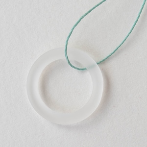 27mm Sea Glass Rings - Sea Glass Beads For Jewelry Making Recycled Glass Beads - Frosted Crystal Matte - 27mm Green - 2 rings