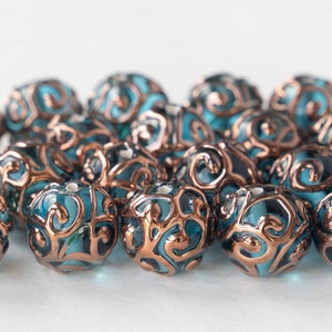 12mm Round Handmade Glass Beads Czech Lampwork Beads Czech Glass Beads Aquamarine 2, 4 or 8 beads image 2