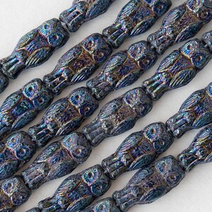 Czech Owl Beads Czech Glass Beads Horned Owl Beads 15x7mm 10 beads image 2