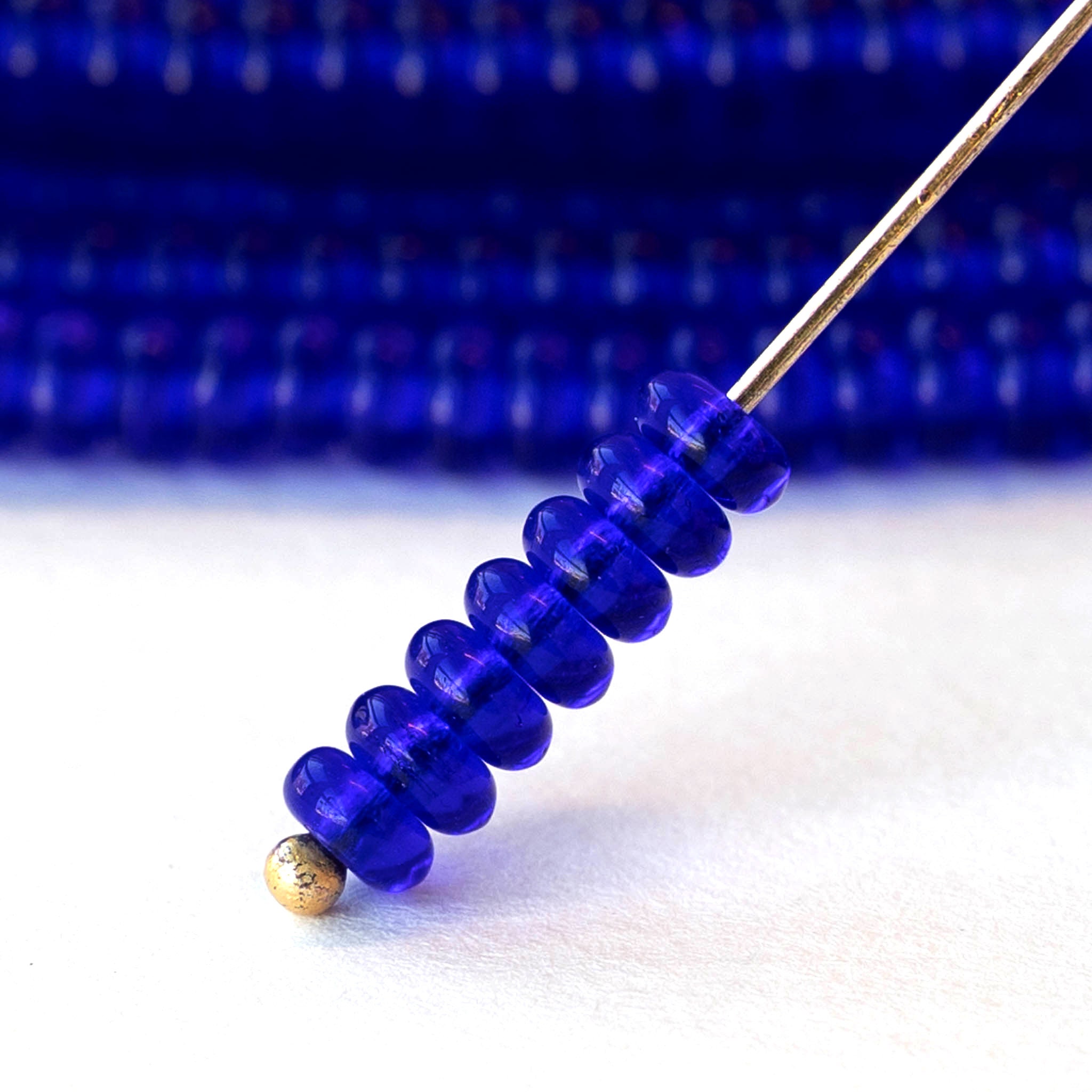 Hand Faceted Leaded Glass Beads in Cobalt Blue ~ 3 sizes - Treefrog Beads