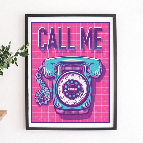 Call Me, Retro Phone, Matte Poster Print