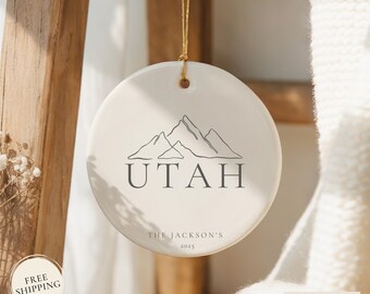 Utah State Ornament, Utah Mountains Christmas Ornament, Utah Tree Decor, Utah Holiday Gift, Utah Ski Trip Keepsake, Utah Holiday Ornament