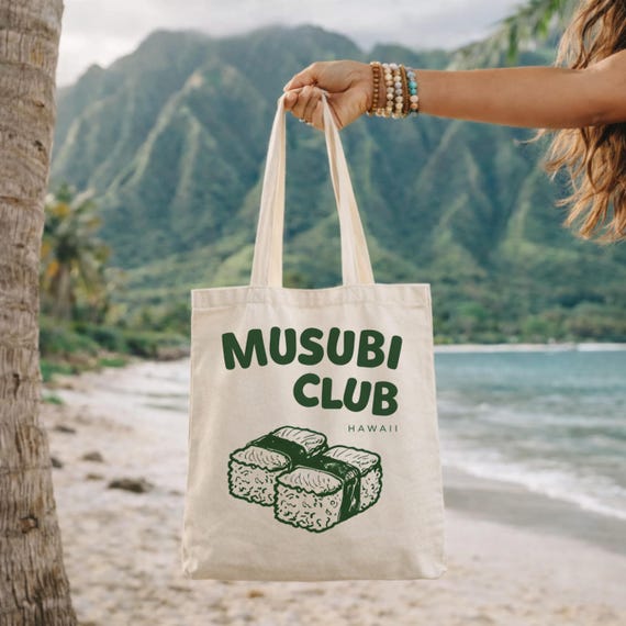 Spam Musubi Club Tote Bag, Hawaii Foodie Tote Bag, Spam Musubi Tote, Gift for Hawaii Food Lover, Hawaii Beach Tote, Hawaiian Food Tote