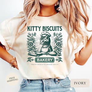 Kitty Biscuits Shirt, Fresh Biscuits Daily Cat Tee, Funny Cat T-Shirt, Cat Lover Shirt, Cat Tee, Bakery Cat Shirt, Funny Cat Baking Shirt