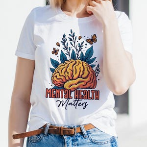 Psychische Gesundheitsangelegenheiten PNG, Gehirn mit Blättern PNG, Selbstpflege Bewusstsein Clipart, Schmetterling Geist Sublimation, Wellness digitaler Download