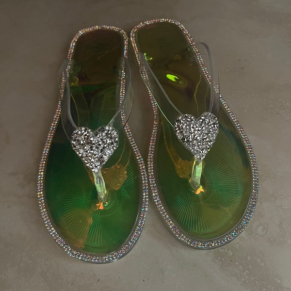 rhinestone jelly sandals