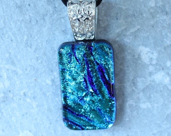 Stunning Dichroic Fused Glass Pendant Necklace