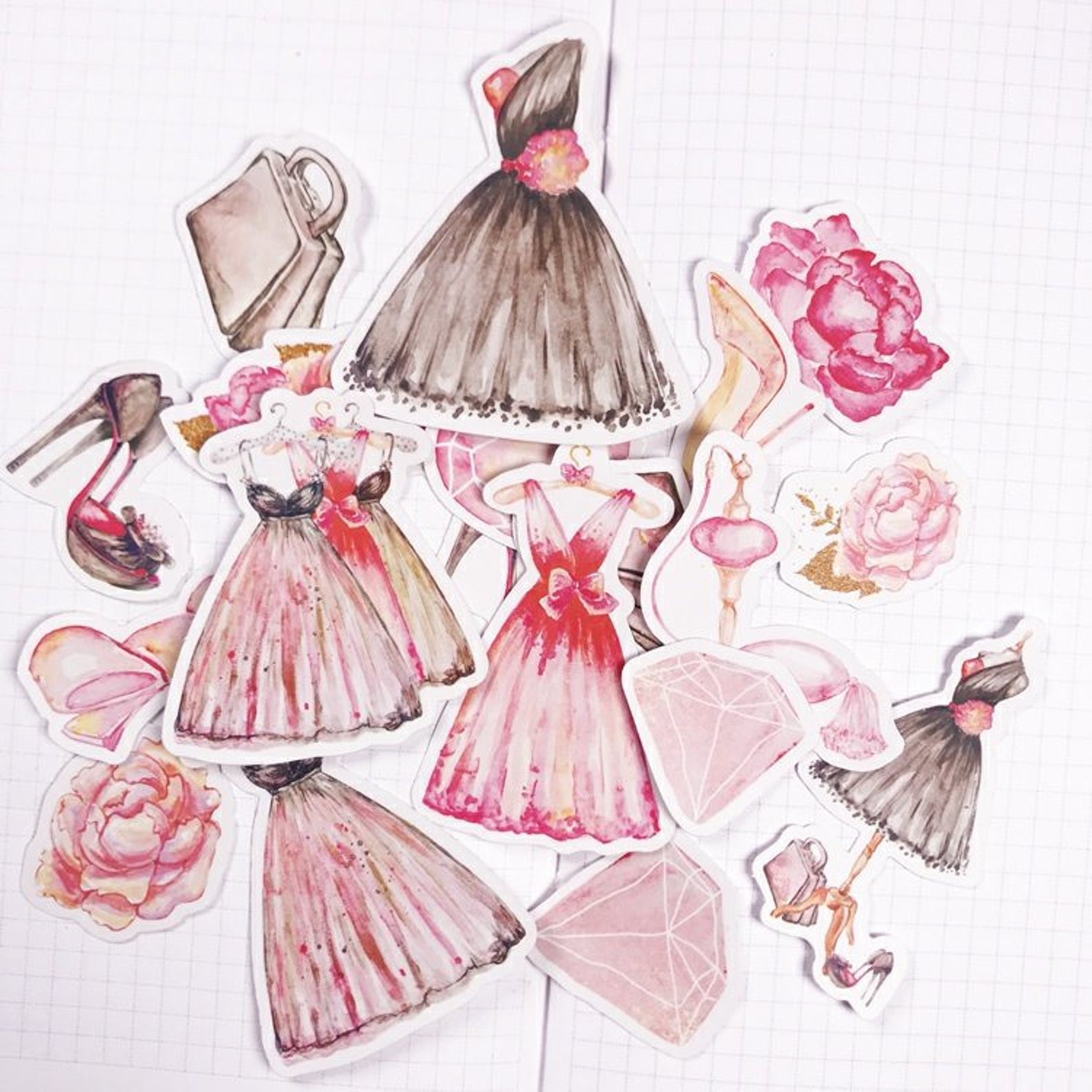 19 pcs, ballet sticker, ballerina sticker, swan sticker, shoe sticker, rose sticker, fairytale, swan lake sticker, swan lake, sk