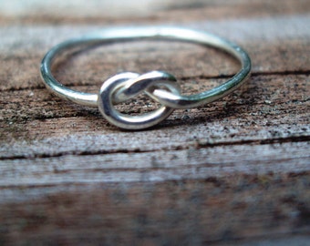 Silver love knot rings, bridal party gifts, wedding gifts, promise rings, 16G, argentium sterling silver, celtic knot ring, single knot ring