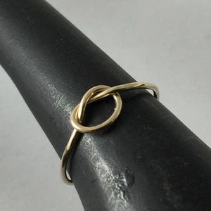 14kt SOLID Gold knot ring, love knot ring,sizes 0 thru 8 available, 20g, dainty, pinky ring, strong, luxury