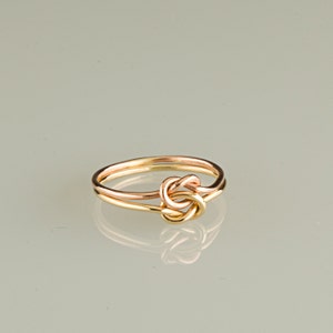 10kt solid gold double love knot, wedding, engagement, bridesmaids gifts, handcrafted just for you in your size