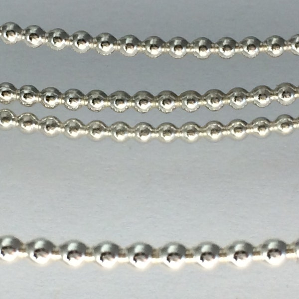 1 ft, Commercial supplies, full bead wire, 1.5mm, sterling silver, for jewelry making, version 2