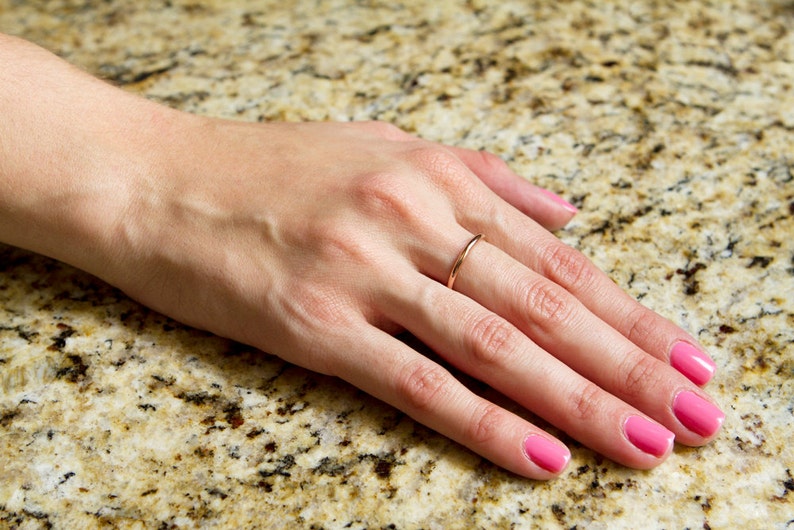 yellow gold stacking ring engagement ring 14kt rose gold wedding band smooth round plain band 1.3mm or 16g