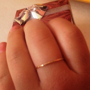 Set of 2 rings, 14kt SOLID Gold, stacking ring, handcrafted, wedding, engagement, mothers gift, thin and dainty