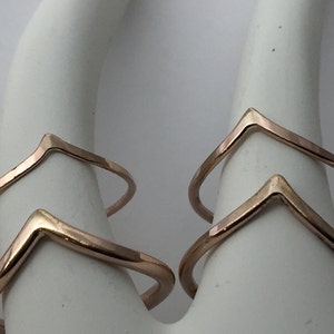 10kt rose gold chevron ring, rose gold wishbone, v ring, rose stacking ring, thin gold band