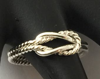 Hercules knot, silver buckle knot ring, twisted buckle knot, sailor knot ring, argentium silver hercules knot, mens knot ring, statement