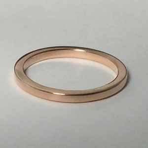 Square rose gold wedding band, rose gold ring, pink gold ring, yellow gold square band, thin gold band image 1