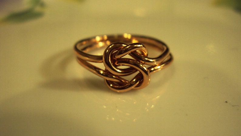 Double love knot, rose gold fill, 16g thick, any size, celtic lovers knot, pink gold filled image 3