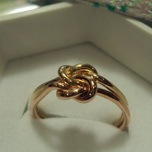 14kt solid gold, half rose, half yellow, 16g thick, double love knot ring, etsy jewelry, rings, wedding and engagement, wedding bands image 3
