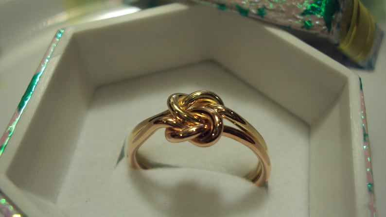 14kt solid gold, half rose, half yellow, 16g thick, double love knot ring, etsy jewelry, rings, wedding and engagement, wedding bands image 3