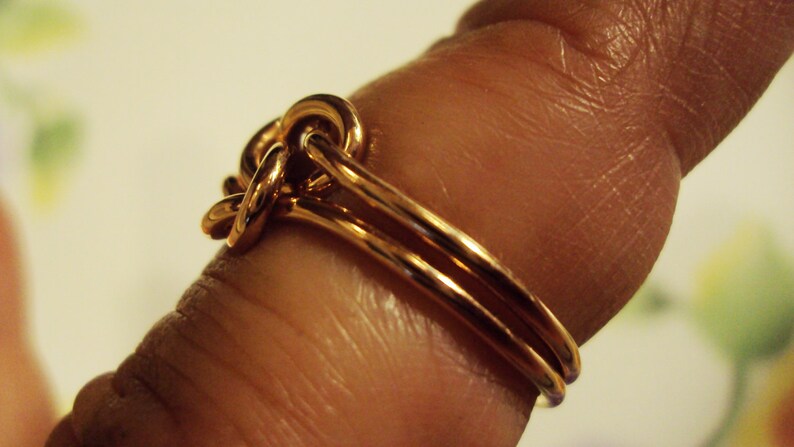 Double love knot, rose gold fill, 16g thick, any size, celtic lovers knot, pink gold filled image 5