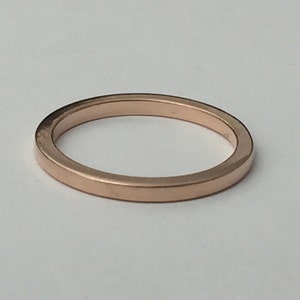 Square rose gold wedding band, rose gold ring, pink gold ring, yellow gold square band, thin gold band image 3